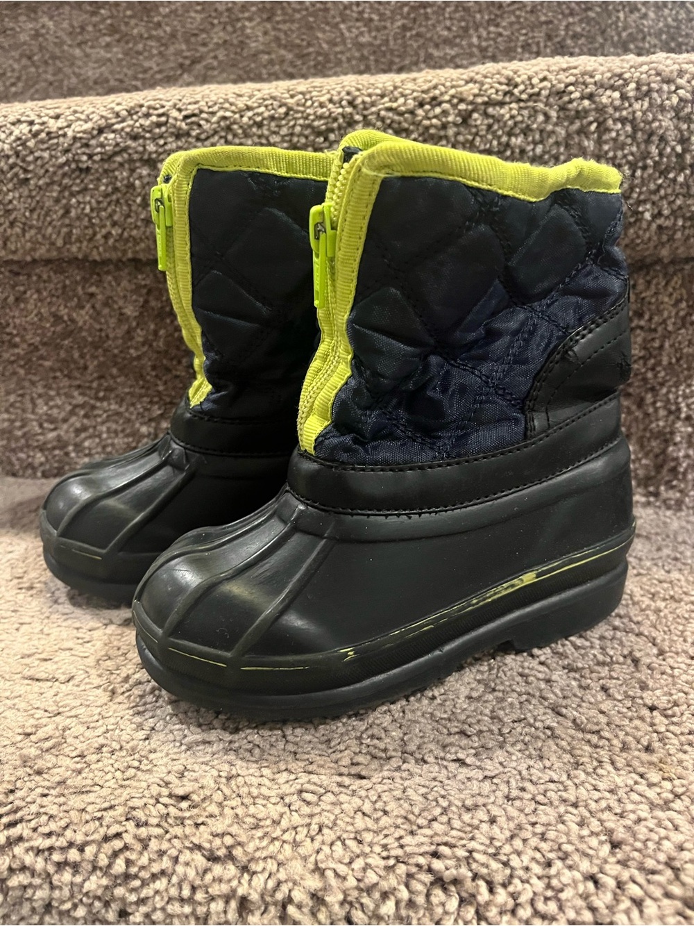 GAP Black and Neon Yellow Kids Snow Boots